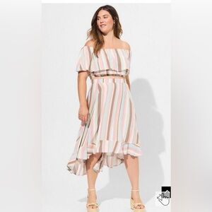 Torrid sz 4 Midi Challis Off Shoulder Hi-Low Skirt Set NWT